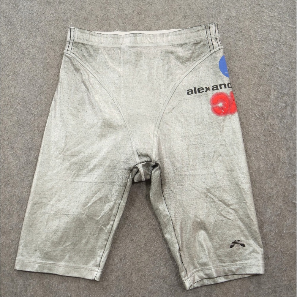 Adidas x Alexander Wang Shorts Womens Small Silver Metallic Cycling Stretch Logo